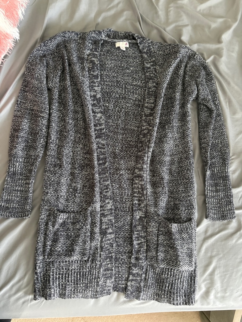 SO Marled Open-Front Cardigan Sweater - Gray